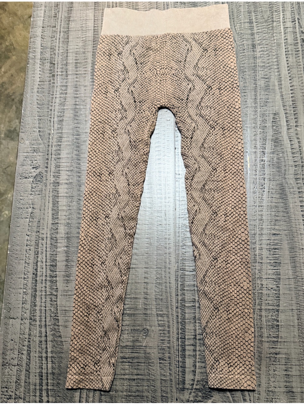 Nikibiki Beige Textured Snake Print Knit Leggings